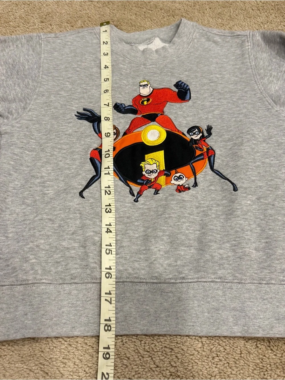 Disney Store Incredibles Kids Gray Crewneck Pullover Fleece Sweatshirt